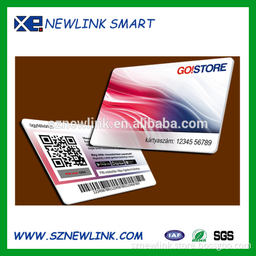 High Quality Gift PVC Card With Barcode and PIN code and Scratch off